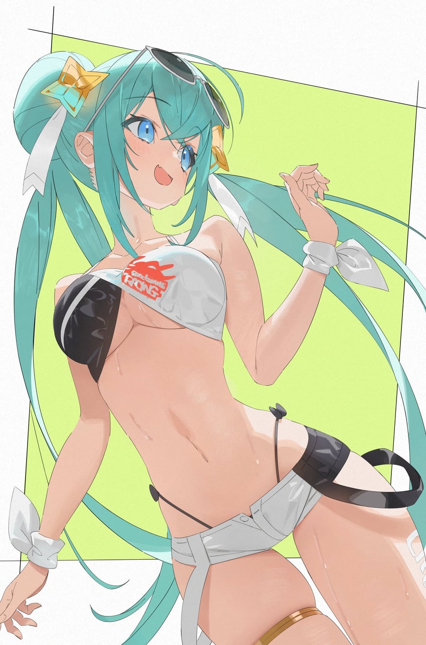 hatsune miku and racing miku (vocaloid and 1 more) drawn by koyo2023