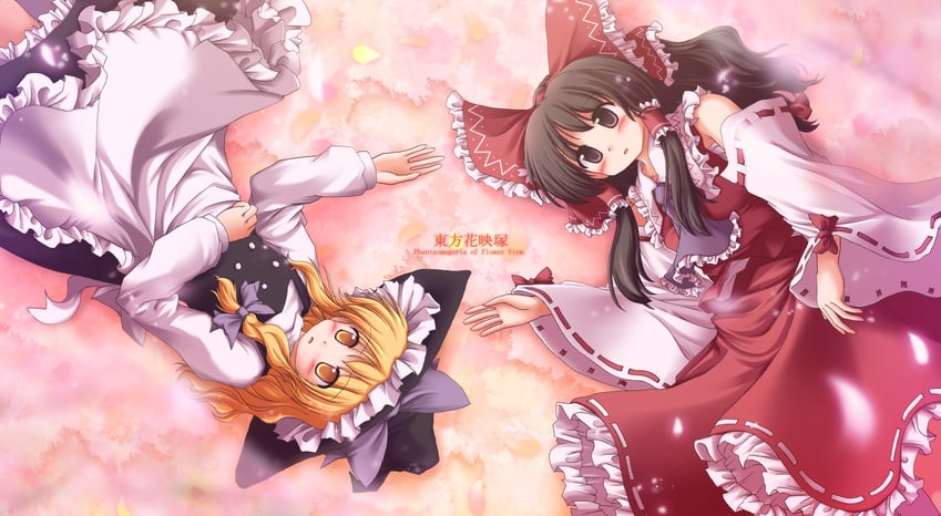 hakurei reimu and kirisame marisa (touhou and 1 more) drawn by lzh