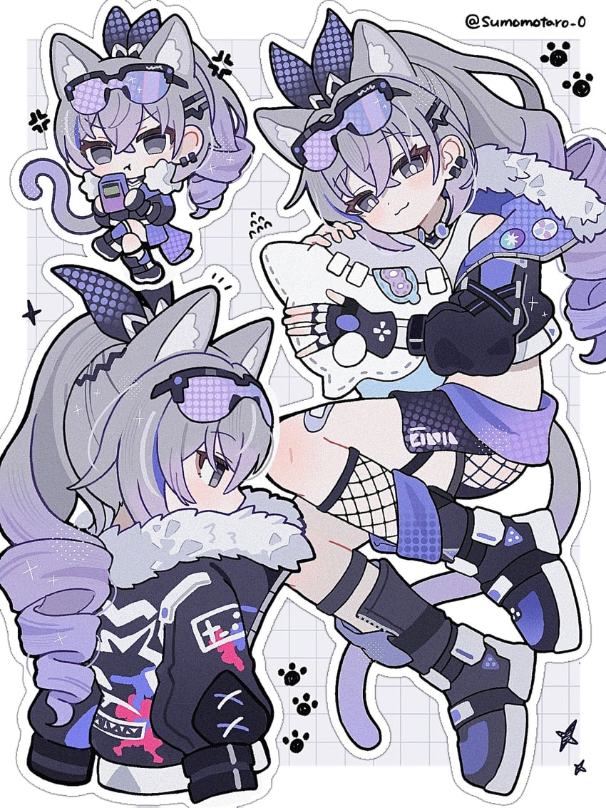 silver wolf and wubbaboo (honkai and 1 more) drawn by omuyan