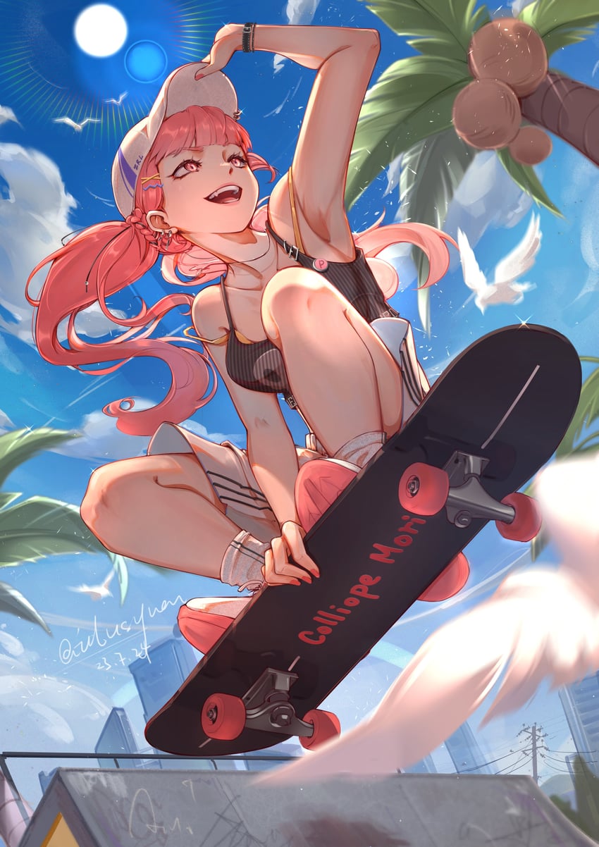 mori calliope (hololive and 1 more) drawn by yuenillus