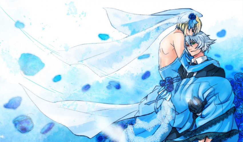ragna the bloodedge and jin kisaragi (blazblue) drawn by sesame_ange