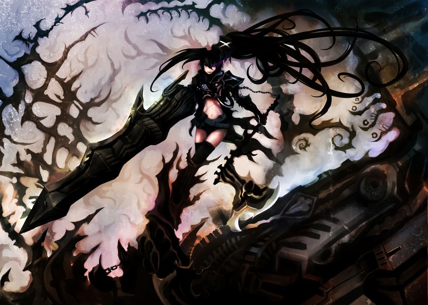 insane black rock shooter (black rock shooter) drawn by moekyon