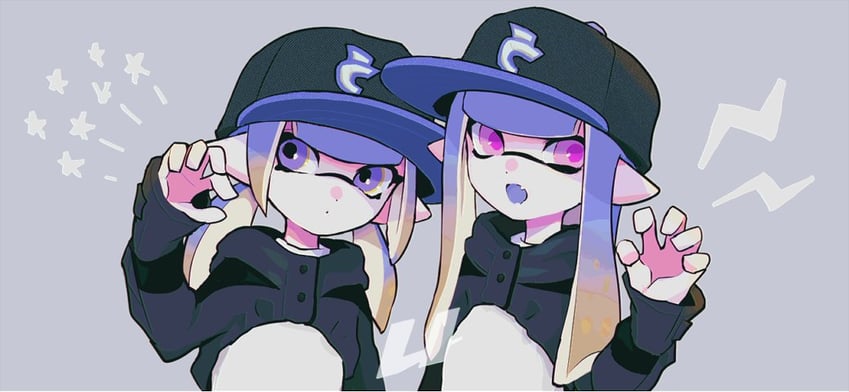 inkling player character and inkling girl (splatoon) drawn by imaikuy0