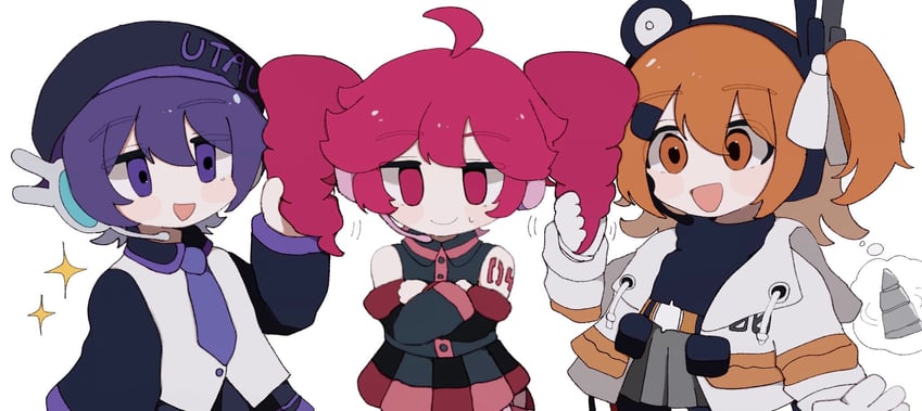 kasane teto, adachi rei, and utane uta (utau and 1 more) drawn by agyo_(ikayaki5252)