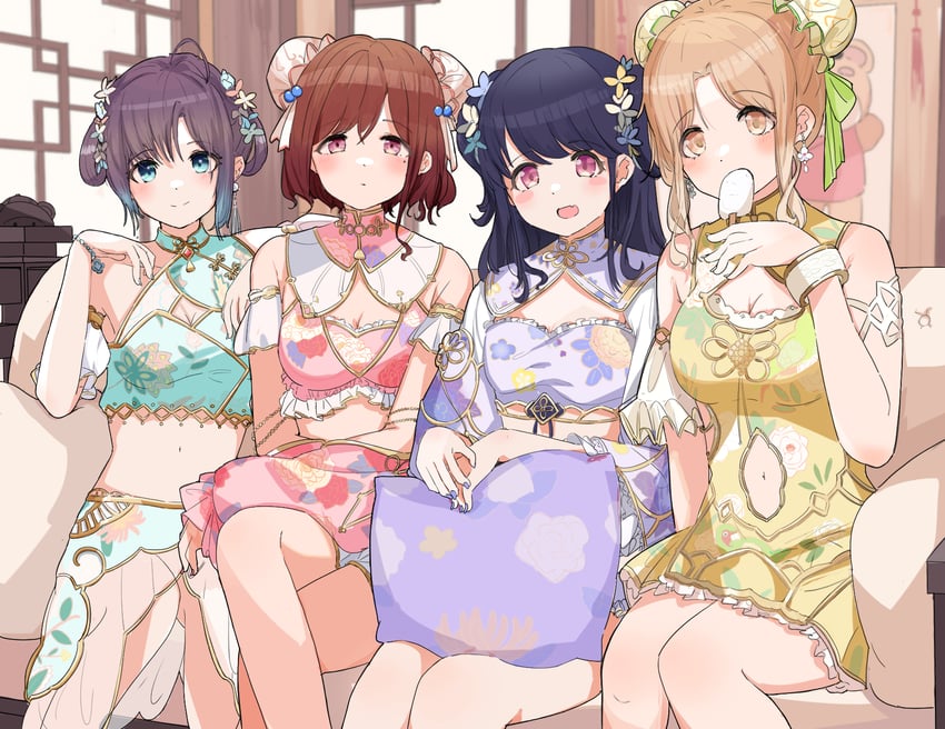 higuchi madoka, asakura toru, fukumaru koito, and ichikawa hinana (idolmaster and 1 more) drawn by raichita