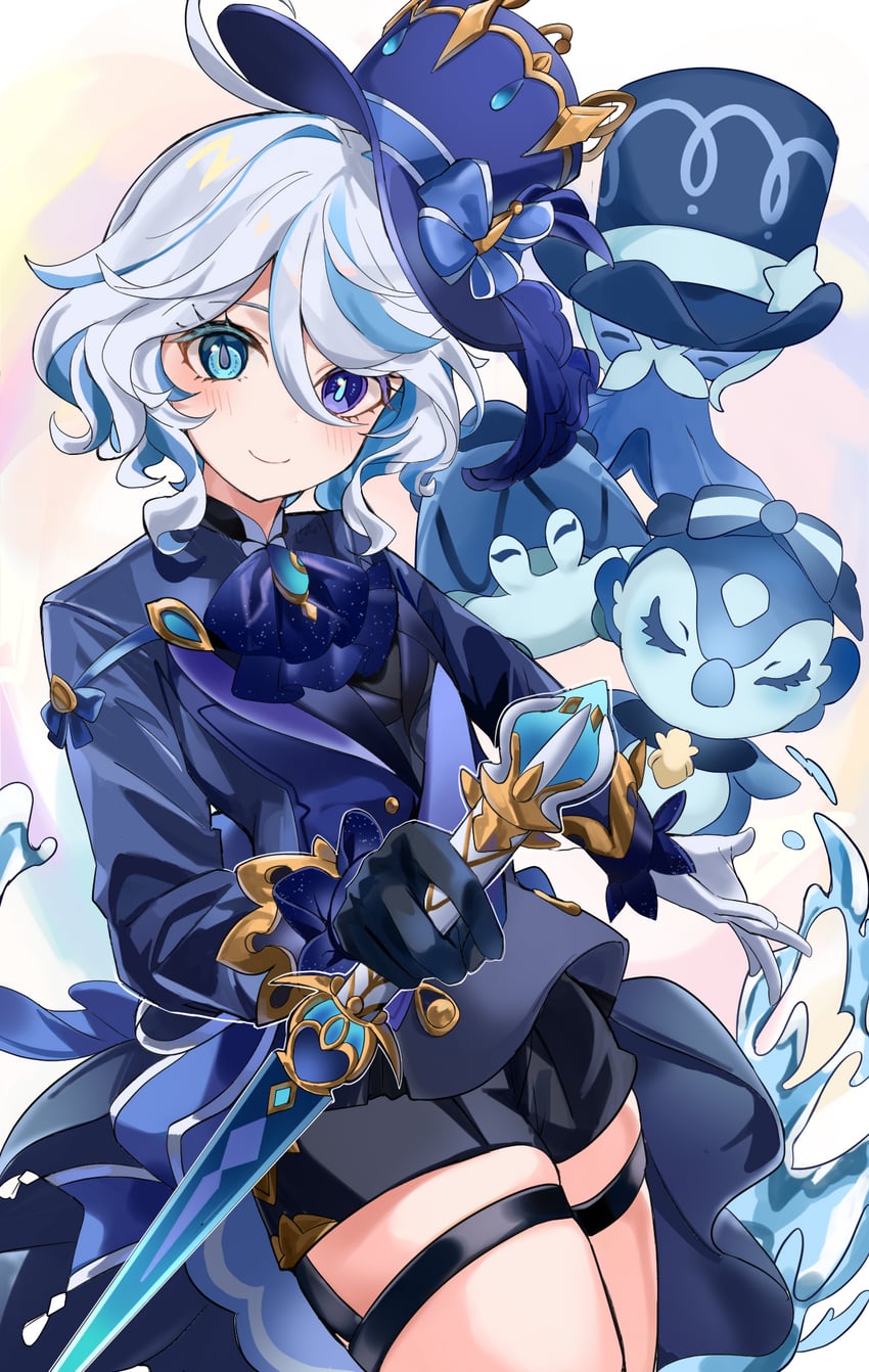furina, surintendante chevalmarin, gentilhomme usher, and mademoiselle crabaletta (genshin impact) drawn by inana