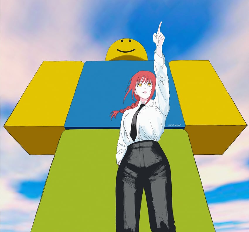 makima and noob (chainsaw man and 1 more) drawn by virtuware
