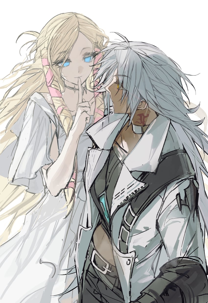 thancred waters and minfilia warde (final fantasy and 1 more) drawn by anjiaoyu
