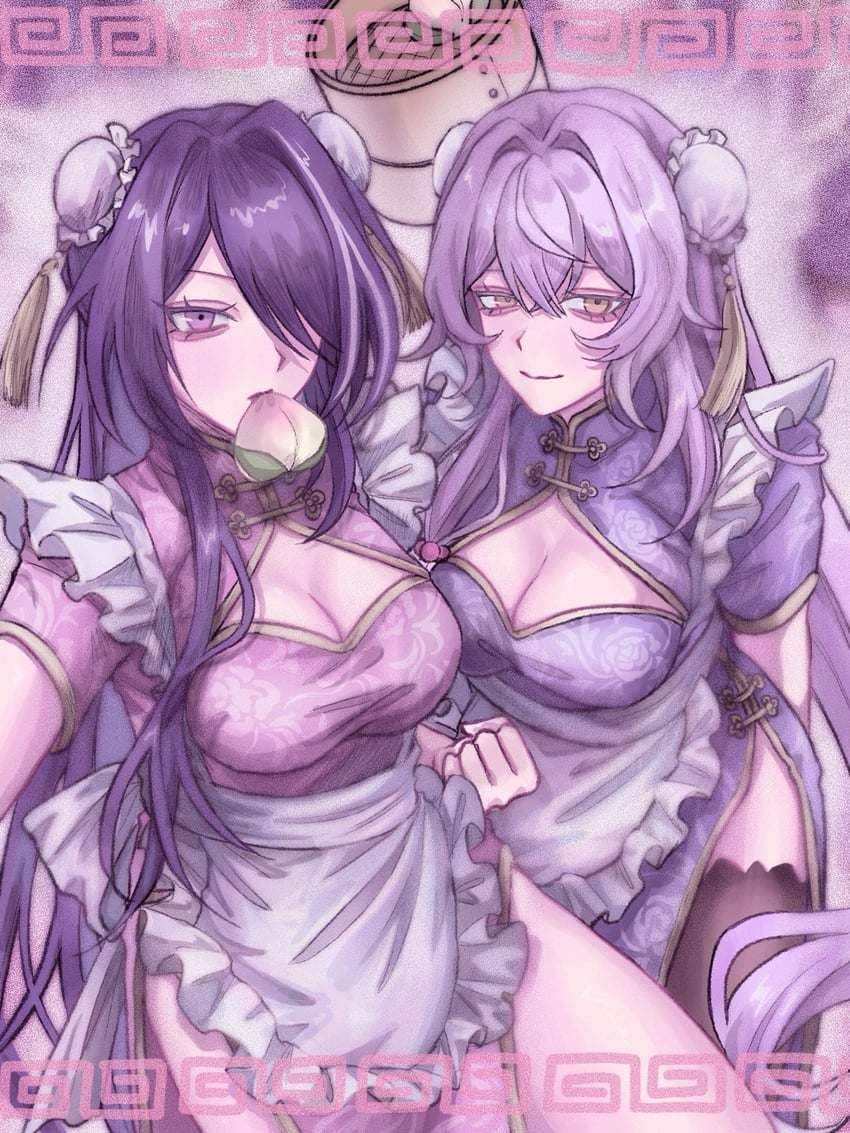 acheron and black swan (honkai and 1 more) drawn by l0ver_t_t