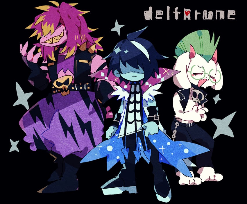 kris, susie, and ralsei (deltarune) drawn by nikorashi-ka