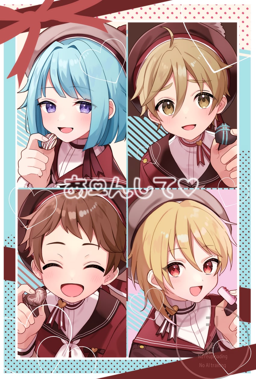 shino hajime, nito nazuna, mashiro tomoya, and tenma mitsuru (ensemble stars!) drawn by shisokonbu