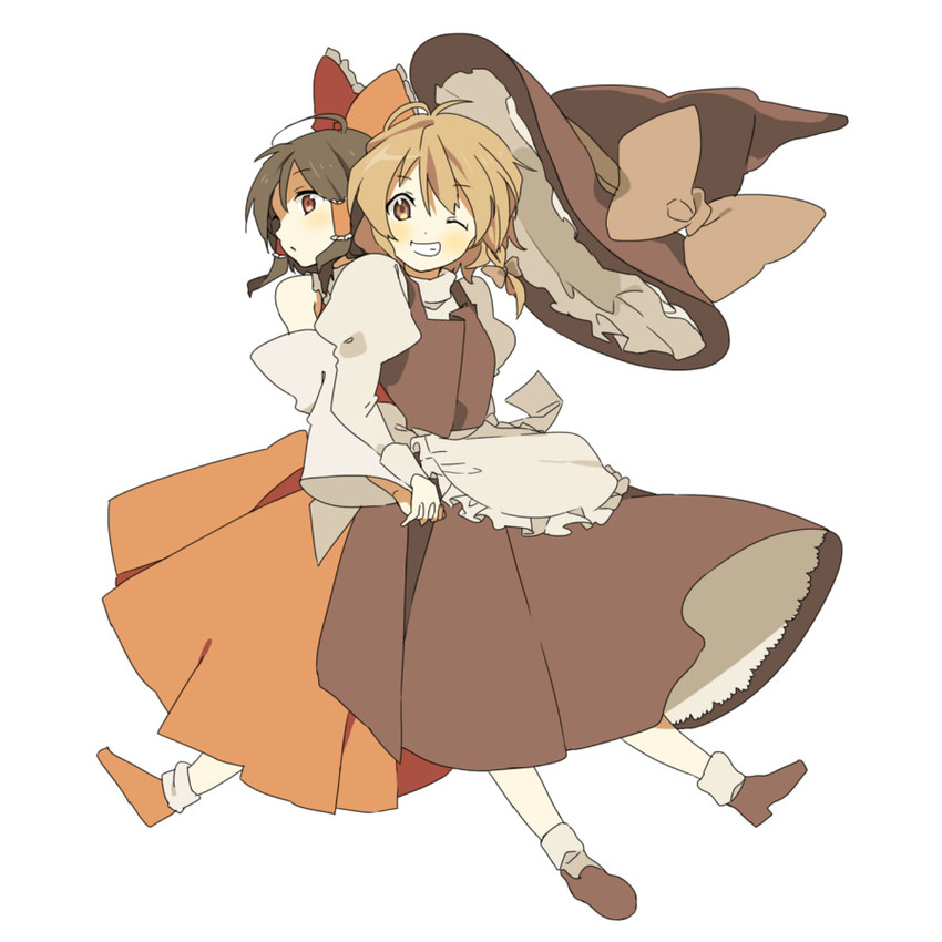 hakurei reimu and kirisame marisa (touhou) drawn by noise_(hakusen)
