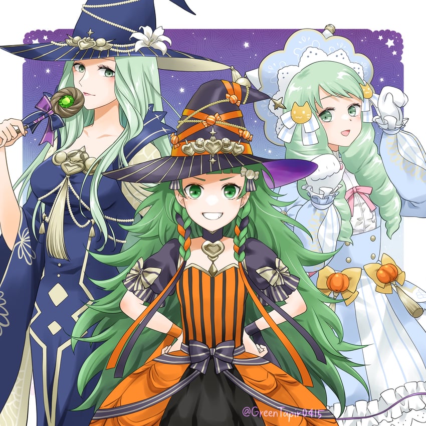 rhea, sothis, and flayn (fire emblem and 2 more) drawn by midori_no_baku
