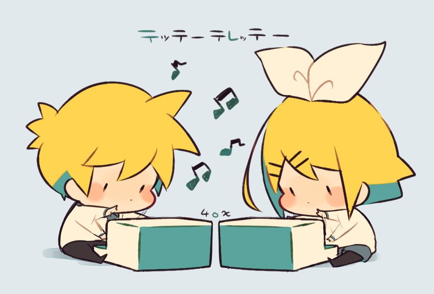 kagamine rin and kagamine len (vocaloid and 1 more) drawn by kitsune_no_ko