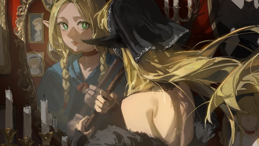 marcille donato, falin touden, and laios touden (dungeon meshi) drawn by glaw