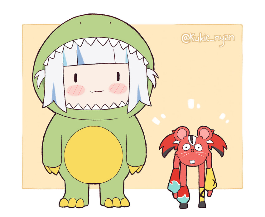 gawr gura and hakos baelz (hololive and 1 more) drawn by kukie-nyan
