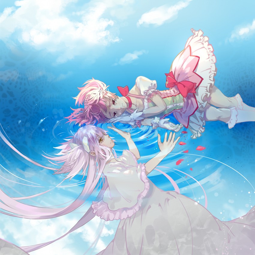 kaname madoka and ultimate madoka (mahou shoujo madoka magica) drawn by lantty