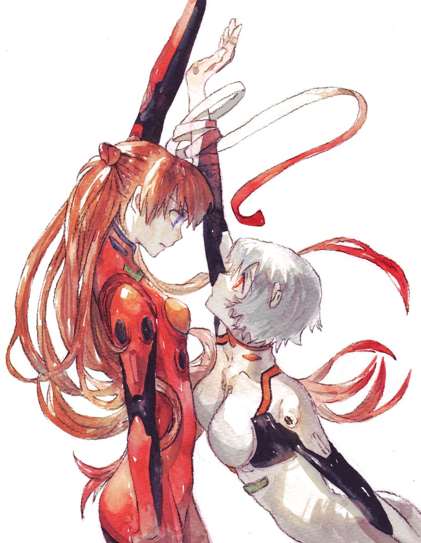 souryuu asuka langley and ayanami rei (neon genesis evangelion) drawn by neulbaram
