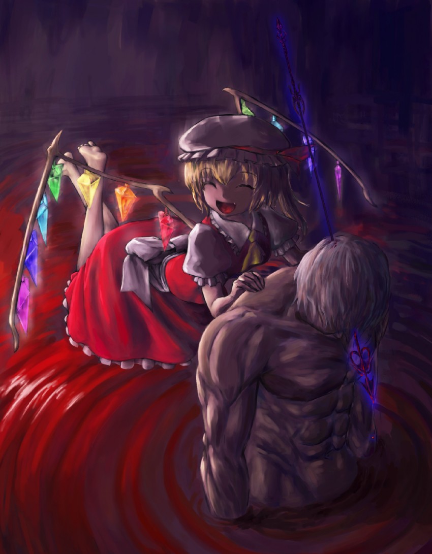 flandre scarlet, morichika rinnosuke, and mannosuke (touhou) drawn by kath