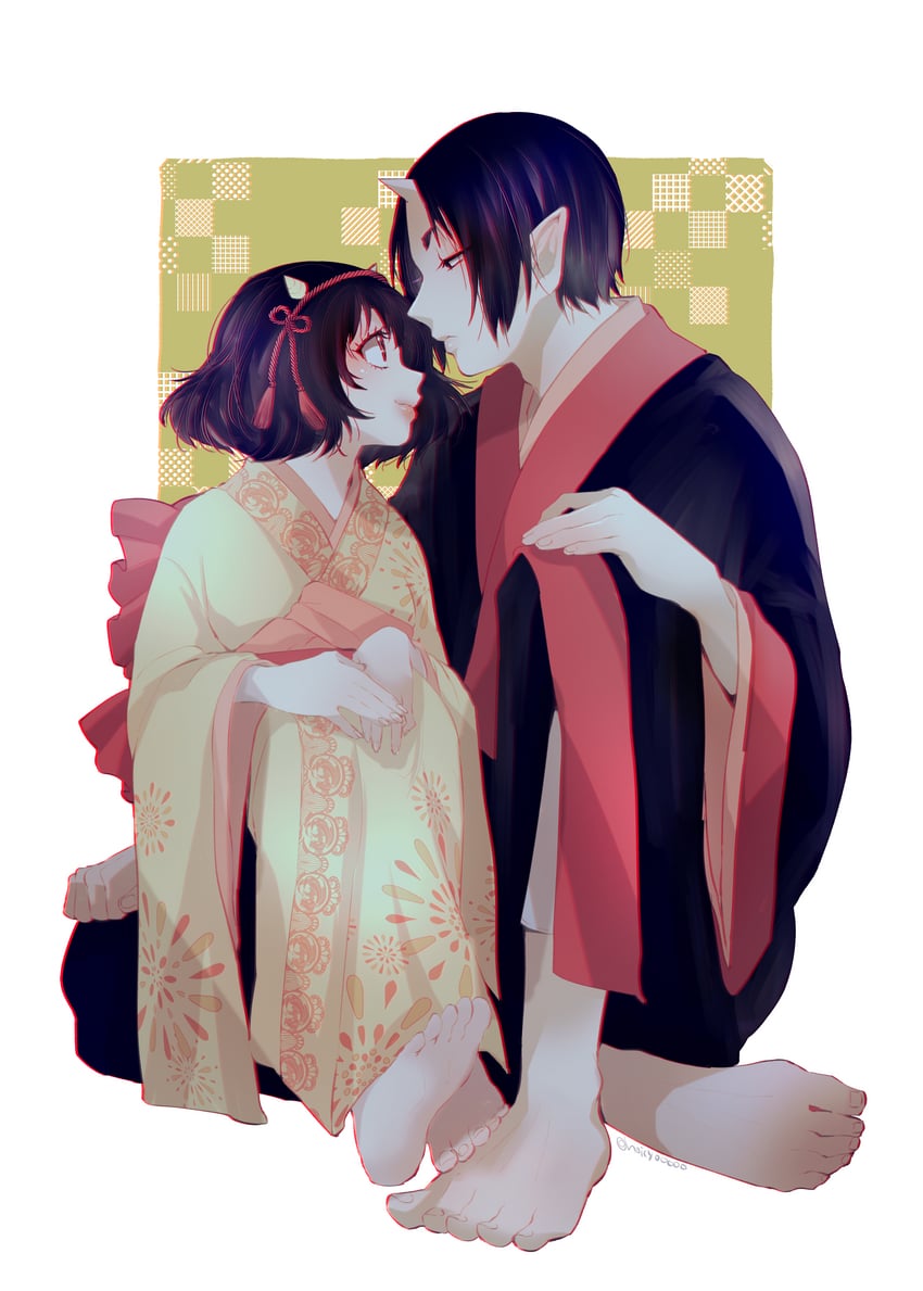 hoozuki and peach maki (hoozuki no reitetsu) drawn by hoicyo