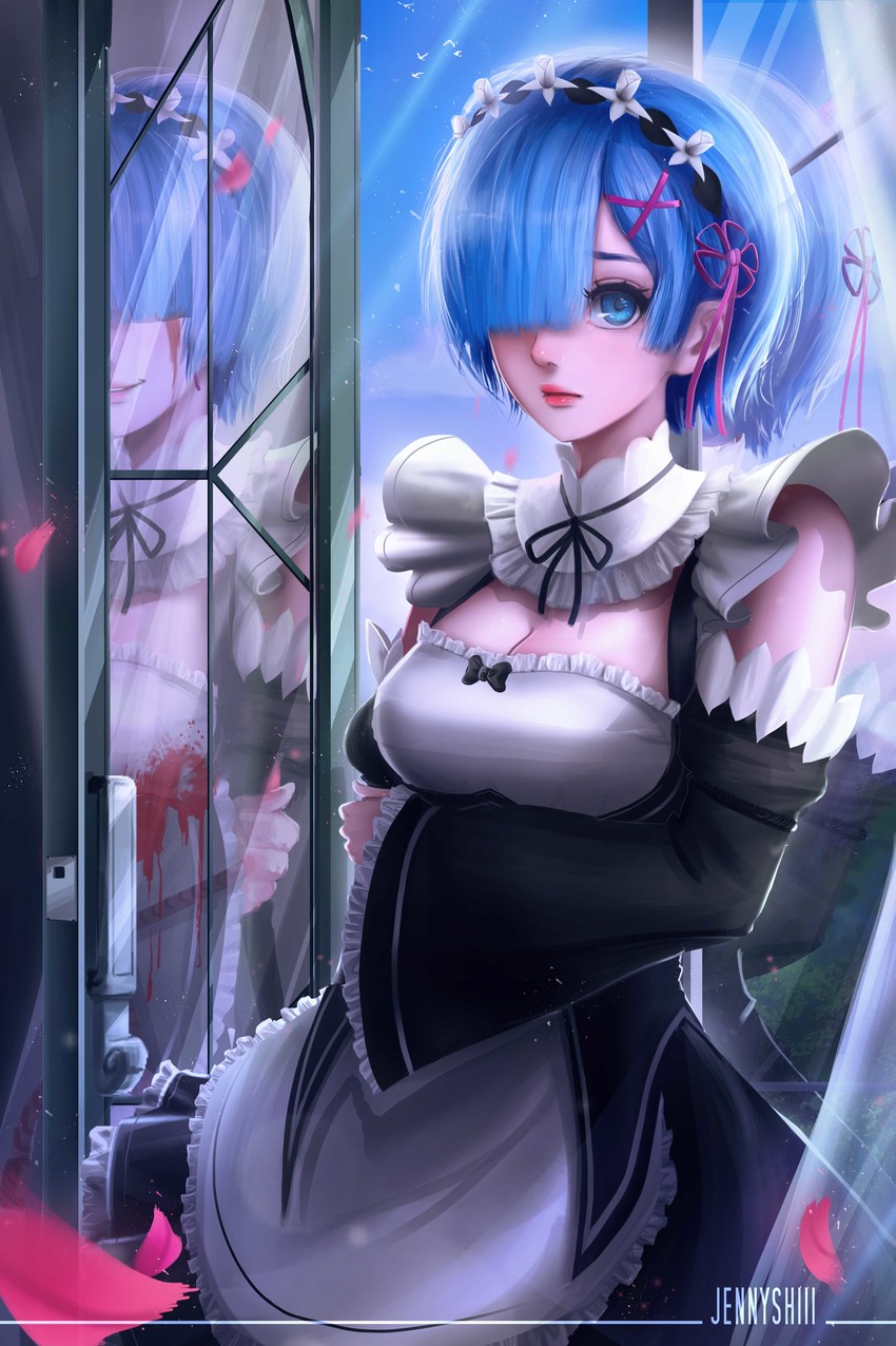 rem (re:zero kara hajimeru isekai seikatsu) drawn by jenny_mun