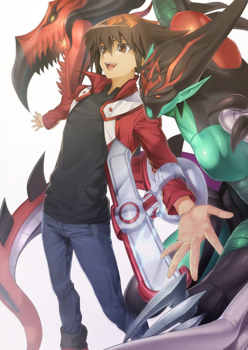 yuki judai and elemental hero flame wingman (yu-gi-oh! and 1 more) drawn by ts422