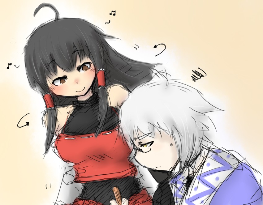 morichika rinnosuke and sendai hakurei no miko (original and 2 more) drawn by mayo_(nou46)