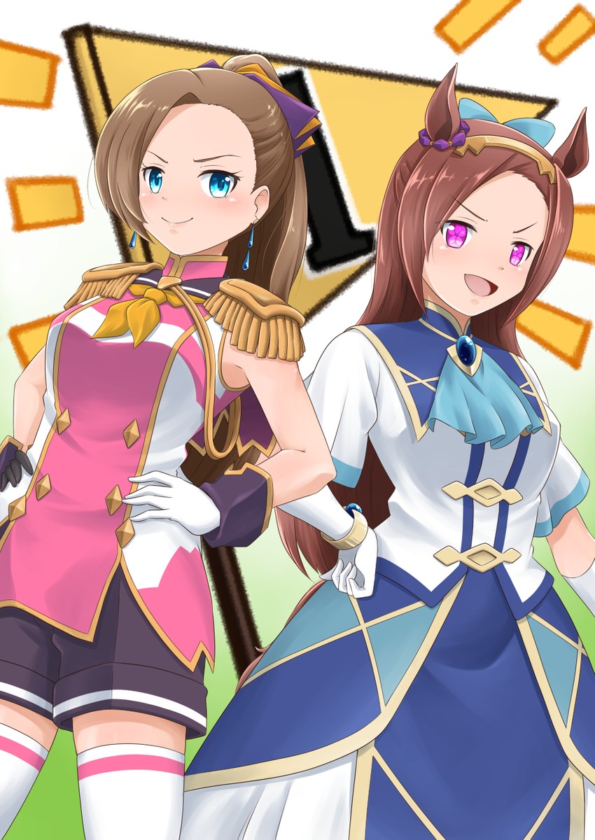 sakura bakushin o and katarina claes (umamusume and 1 more) drawn by furatto