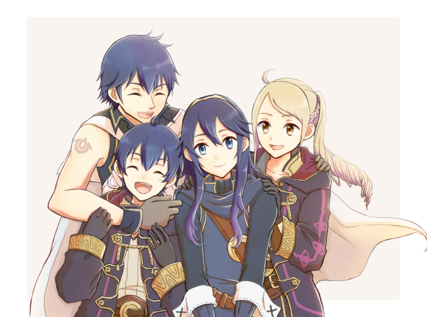 lucina, female robin, chrom, and male morgan (fire emblem and 1 more) drawn by gogatsu_(yeaholiday)