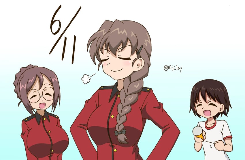 isobe noriko, rukuriri, and nilgiri (girls und panzer) drawn by 10_ji_lay