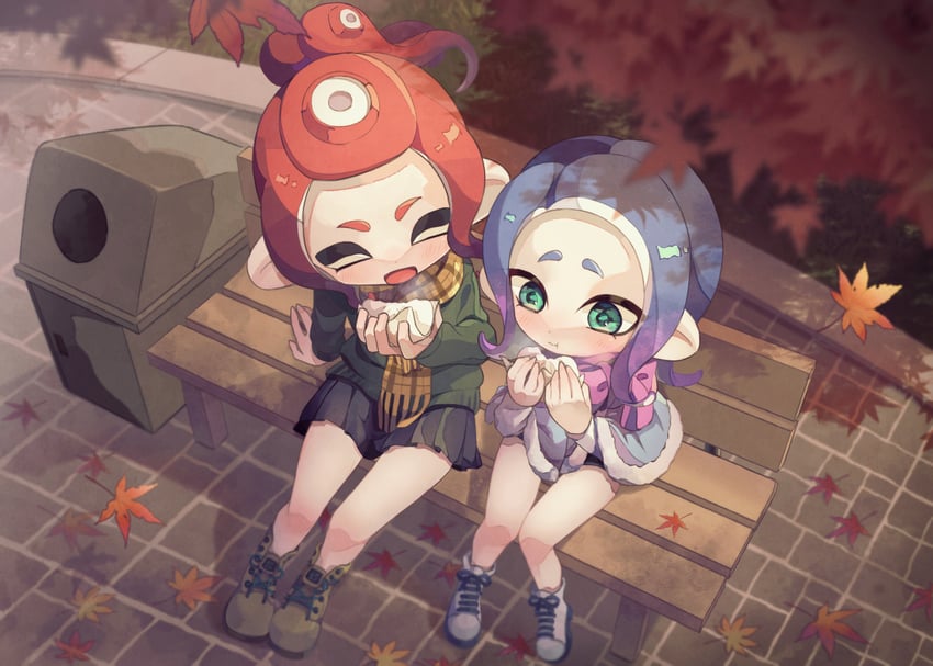 octoling player character and octoling girl (splatoon) drawn by minamo_(trr)