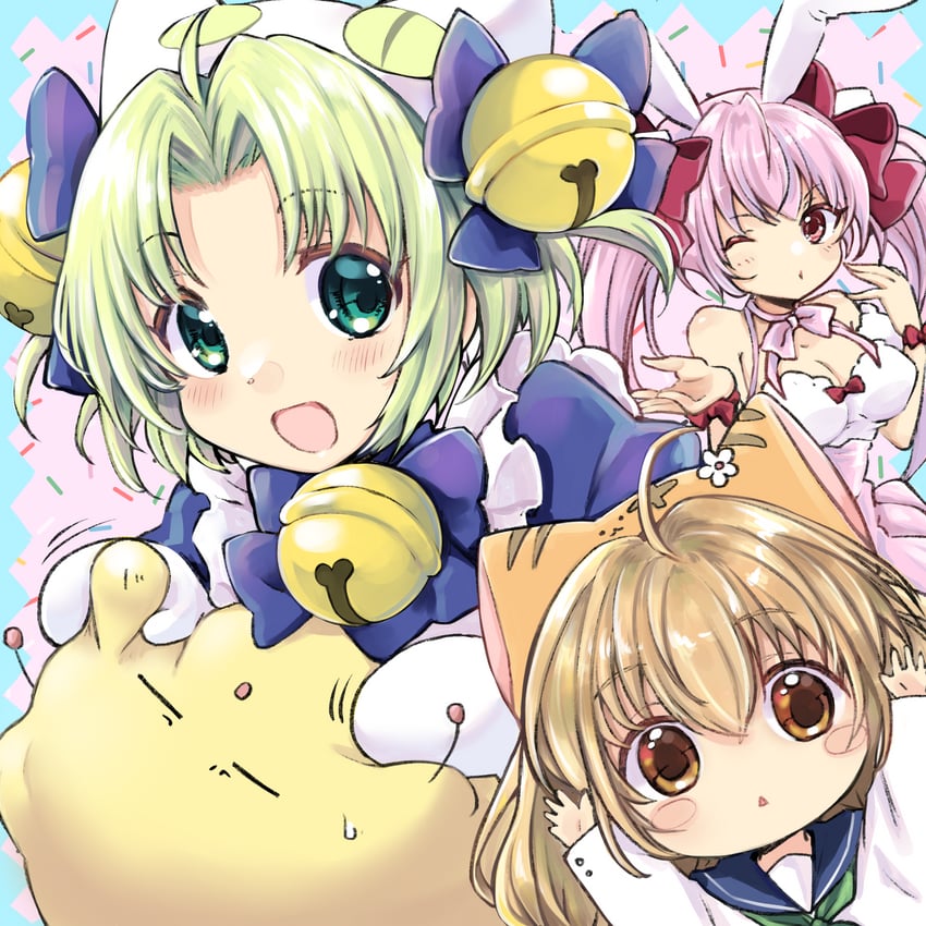 usada hikaru, dejiko, puchiko, and gema (di gi charat and 1 more) drawn by araragi_uminya
