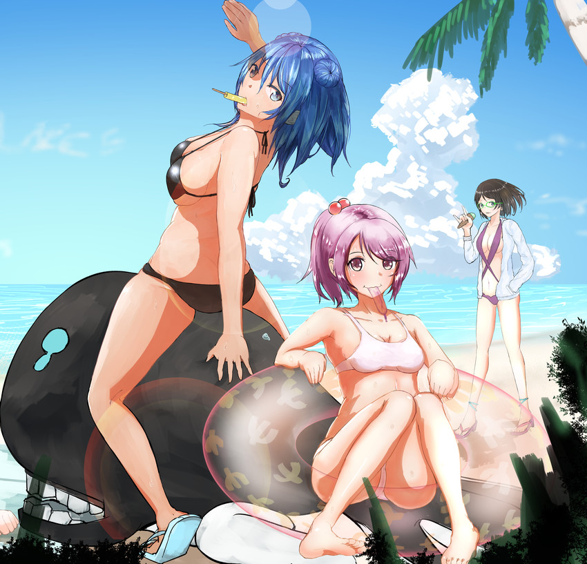 sazanami, kirishima, and urakaze (kantai collection) drawn by tama_den