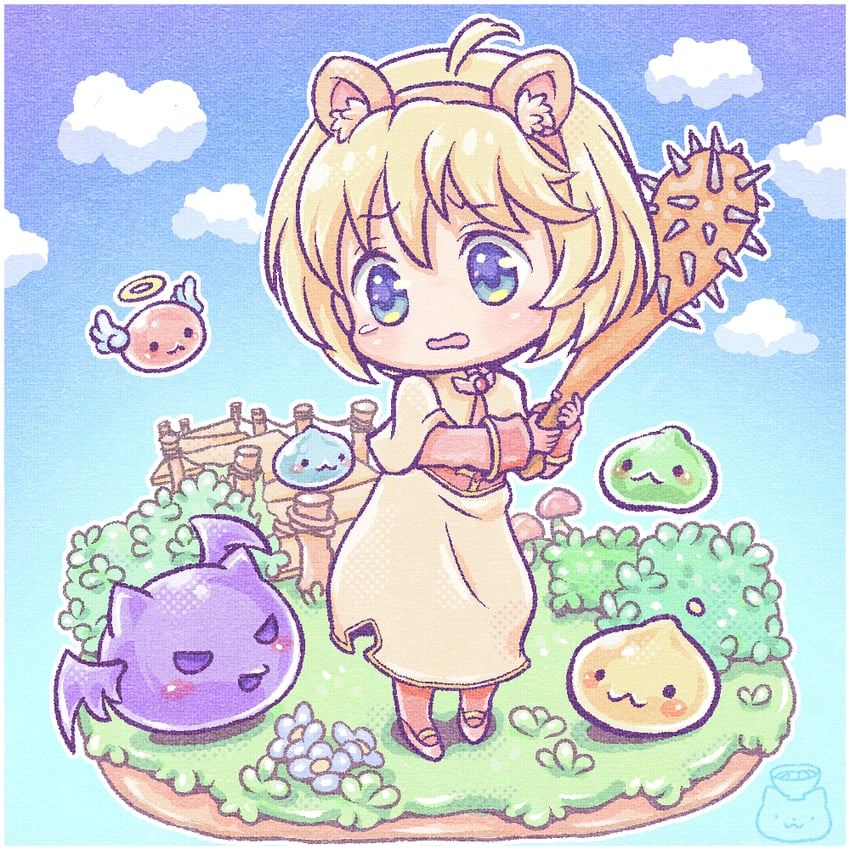 acolyte, poporing, angeling, drops, marin, and 1 more (ragnarok online) drawn by nyamen2828