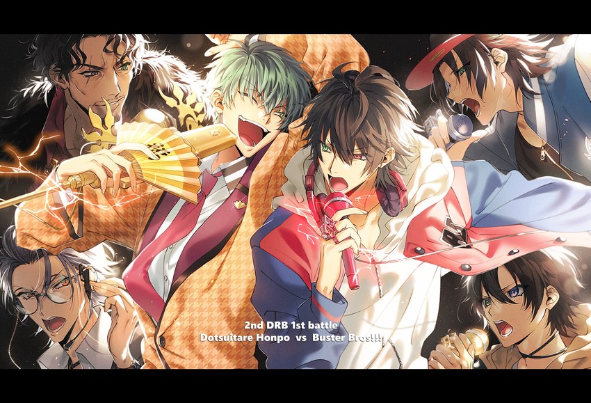 yamada ichiro, yamada saburo, yamada jiro, nurude sasara, amayado rei, and 1 more (hypnosis mic) drawn by mondaba