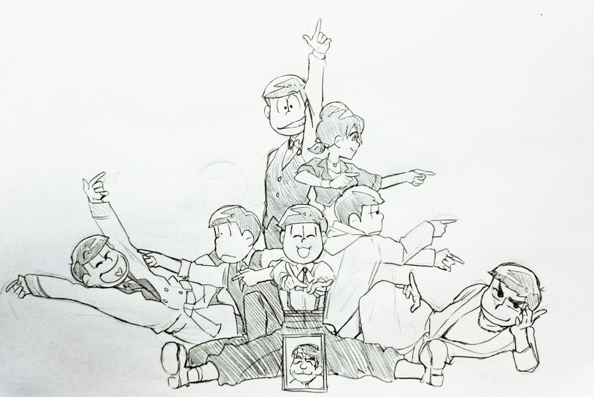 matsuno osomatsu, matsuno karamatsu, matsuno ichimatsu, matsuno jyushimatsu, matsuno choromatsu, and 3 more (osomatsu and 2 more)