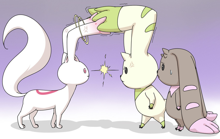 kyubey, terriermon, and lopmon (mahou shoujo madoka magica and 2 more) drawn by shougi_(116)