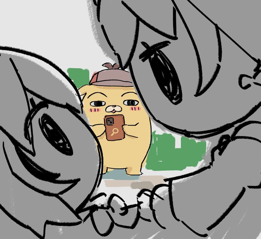 ouro kronii, nanashi mumei, bubba, smol mumei, and smol kronii (hololive and 1 more) drawn by kisuu_(oddnumberr_)