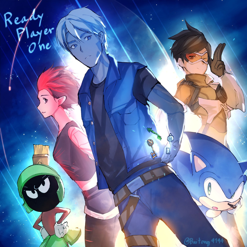 sonic the hedgehog, tracer, han solo, marvin the martian, parzival, and 3 more (overwatch and 5 more) drawn by baitong