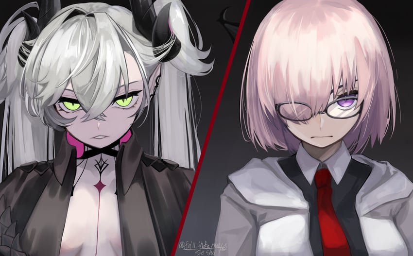 mash kyrielight and lilith (fate and 1 more) drawn by frill_inferno