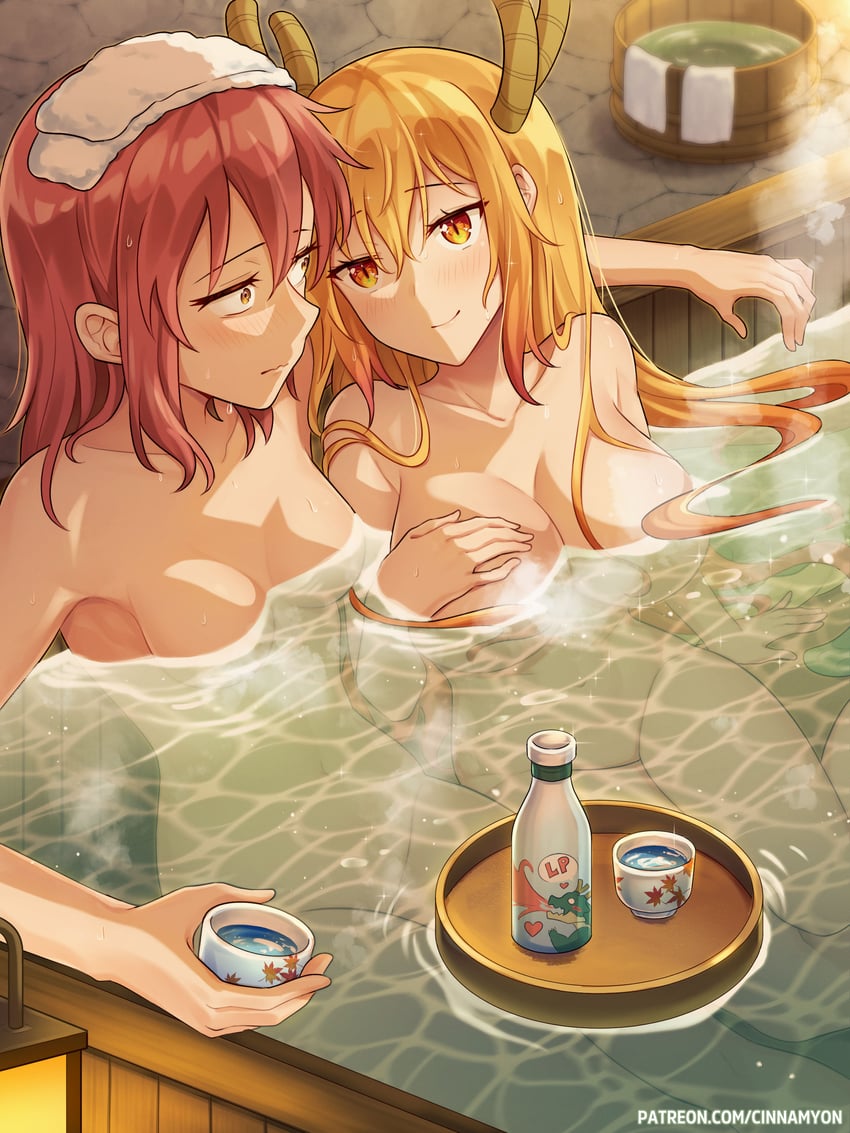 tohru and kobayashi (kobayashi-san chi no maidragon) drawn by cinnamyon