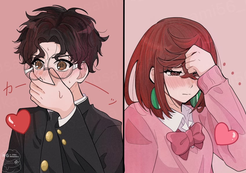 ayase momo and takakura ken (dandadan) drawn by usami56_ruka
