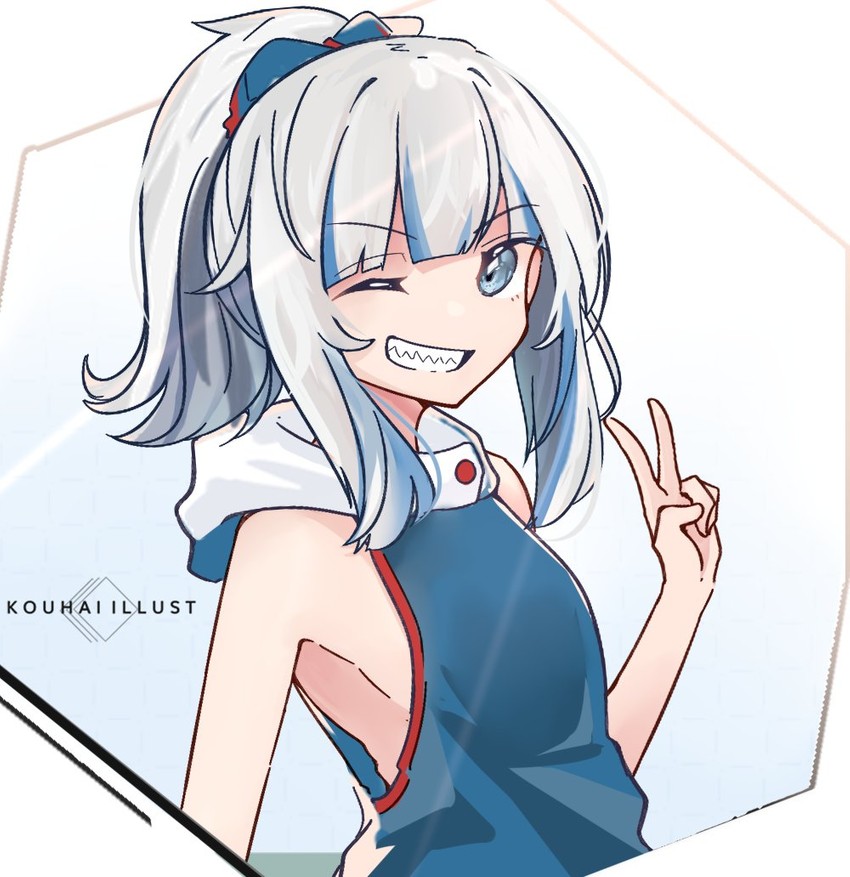 gawr gura (hololive and 1 more) drawn by nuggetkouhai
