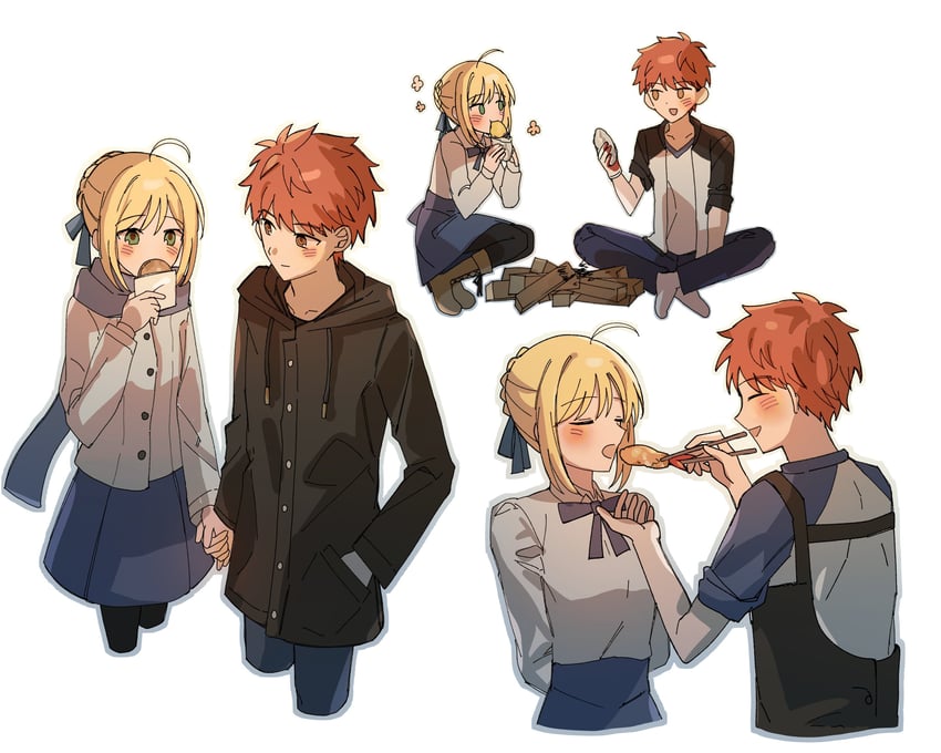 artoria pendragon, saber, and emiya shirou (fate and 1 more) drawn by y_0154