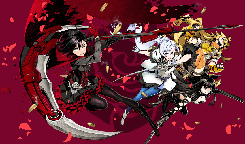 ruby rose, weiss schnee, yang xiao long, and blake belladonna (rwby) drawn by miwa_shirow