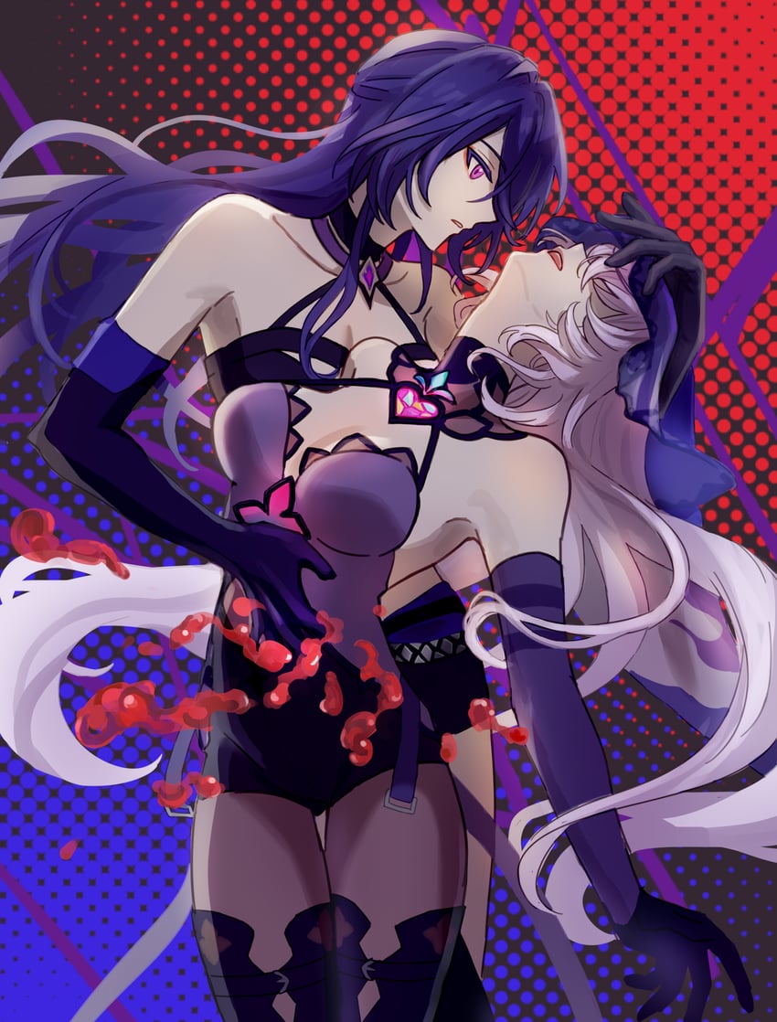 acheron and black swan (honkai and 1 more) drawn by kuron_xi