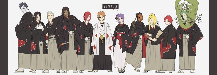 uchiha itachi, uchiha obito, deidara, konan, sasori, and 8 more (naruto) drawn by nmu_(pixiv33847585)