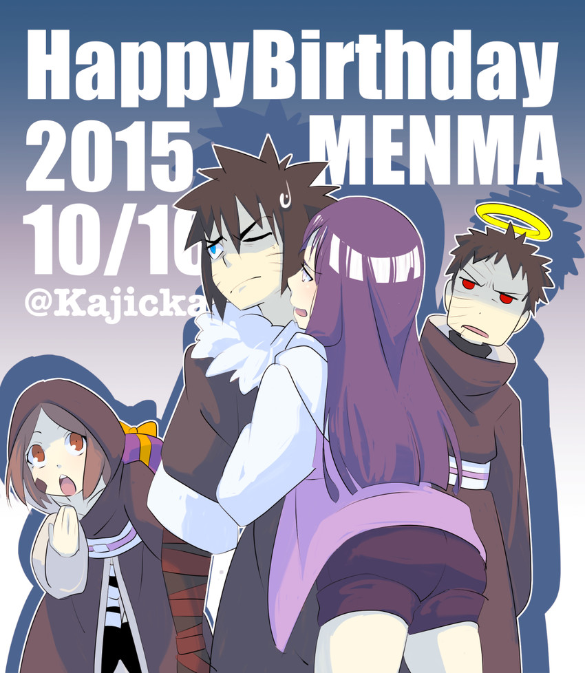 hyuuga hinata, uchiha obito, nohara rin, and uzumaki menma (naruto and 2 more) drawn by kajicka