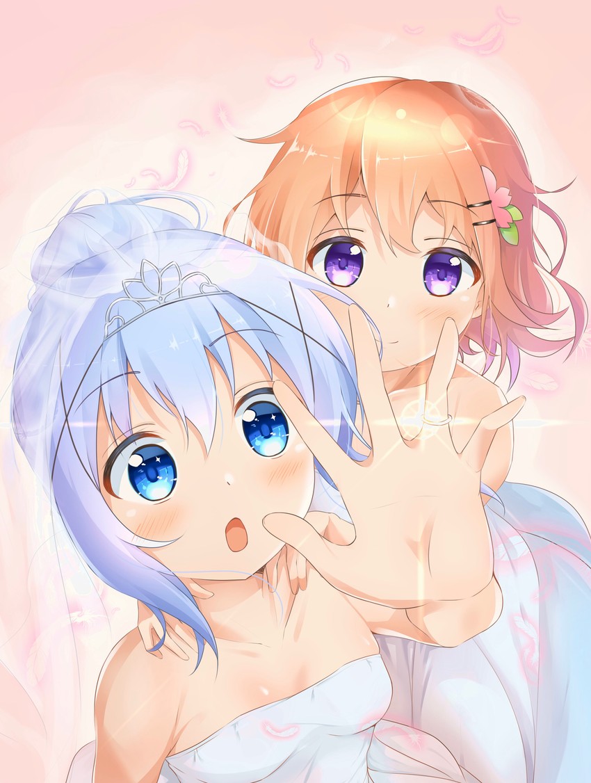 kafuu chino and hoto cocoa (gochuumon wa usagi desu ka?) drawn by mika_miche