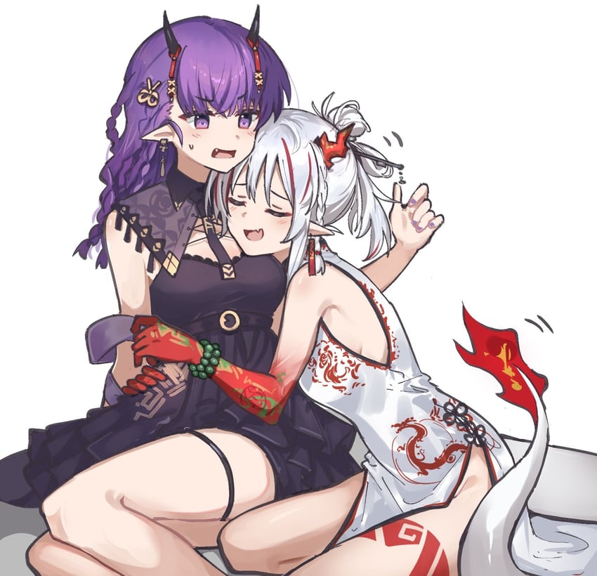 nian, lava, and lava the purgatory (arknights) drawn by mabing